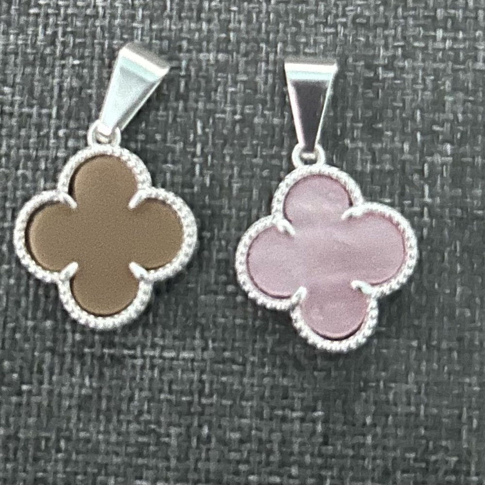 Elegant Pink and Brown Clover Pendants